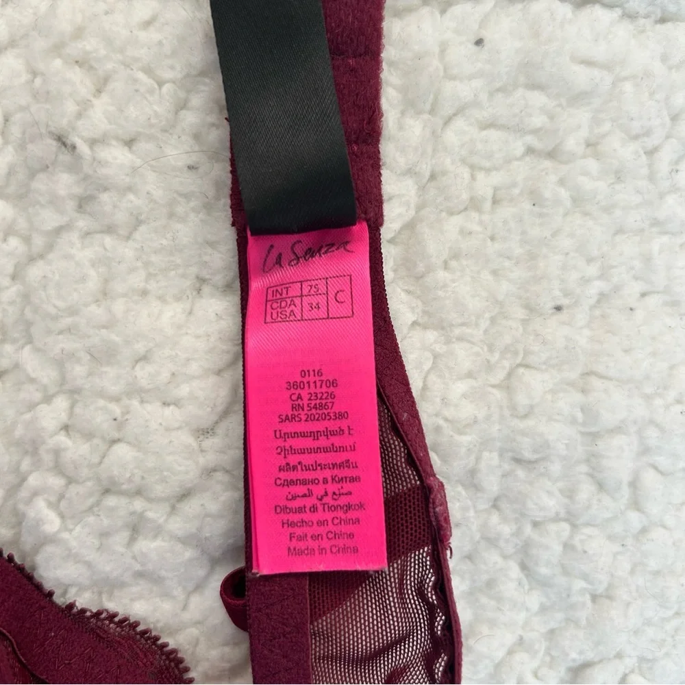 LA SENZA Burgundy Lace Push-Up Bra with Adjustable Straps - Picture 8 of 8